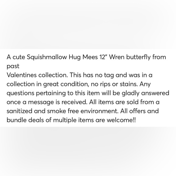 Squishmallows Wren 12” butterfly Hug Mees valentines collection - Picture 13 of 13